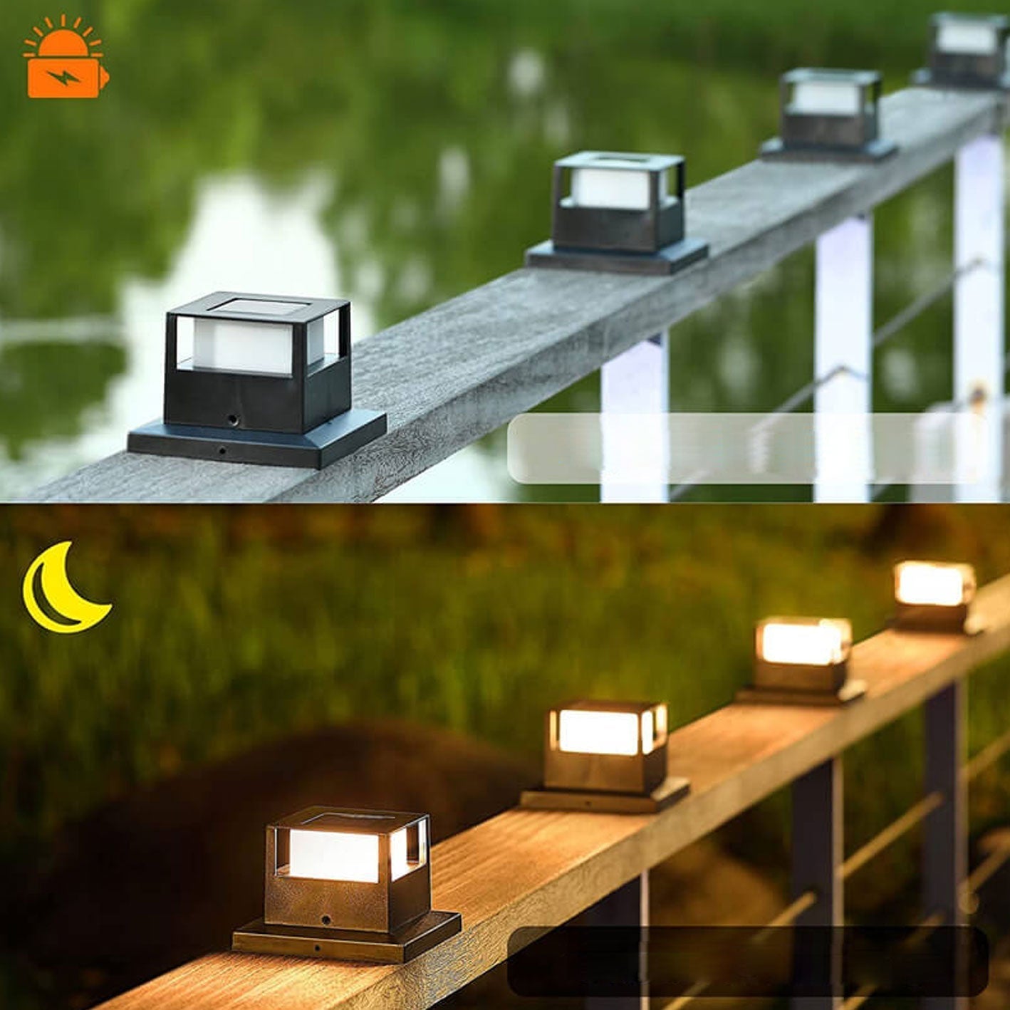 Outdoor Solar Pillar Head Light Square Pillar Head Light Garden Light Cuvalon