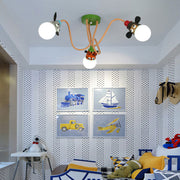 Cartoon Creative Animal Light Head 3/4/5 Light Kids Semi-Flush Mount Ceiling Light Cuvalon