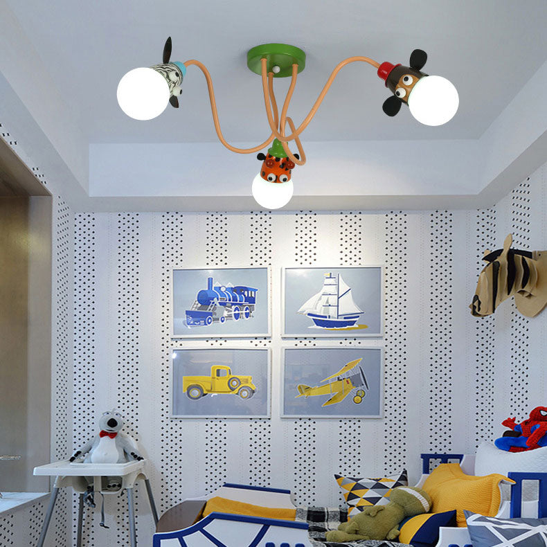Cartoon Creative Animal Light Head 3/4/5 Light Kids Semi-Flush Mount Ceiling Light Cuvalon