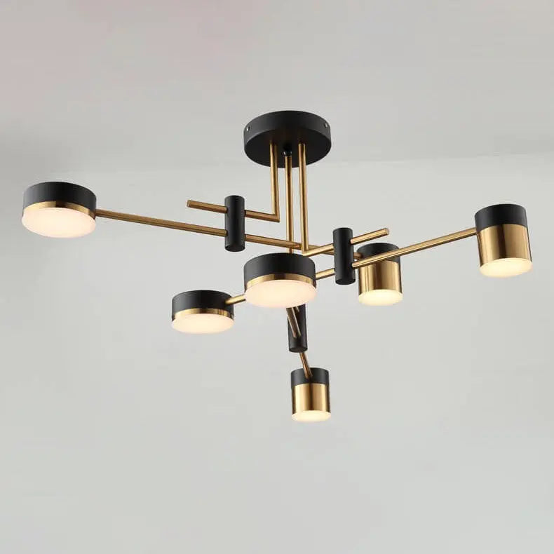 Modern Minimalist Black Gold Balanced 4-8 Light Semi-Flush Mount Light Cuvalon