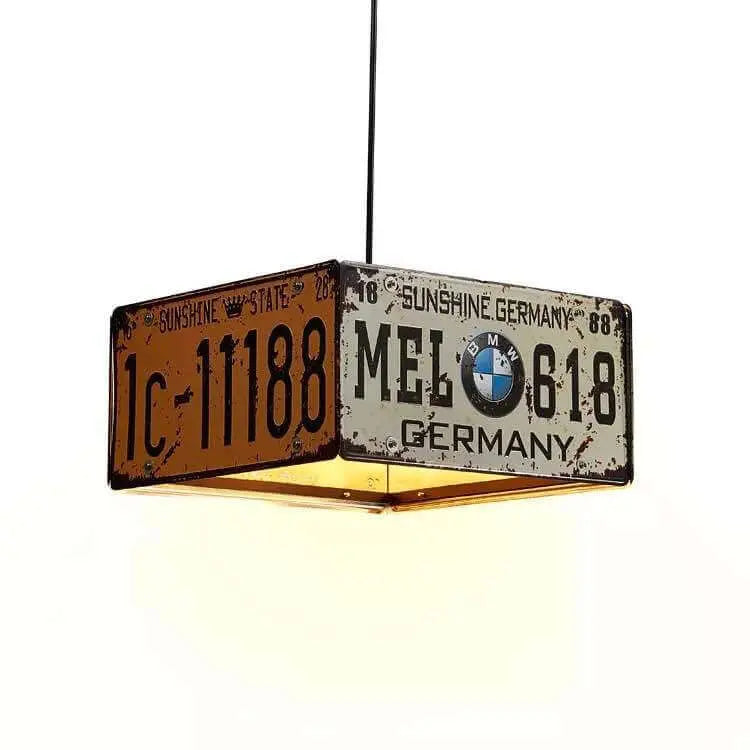Contemporary Industrial Creative Square Rectangular License Plate Metal 3/5 Light Chandelier for Living Room Cuvalon