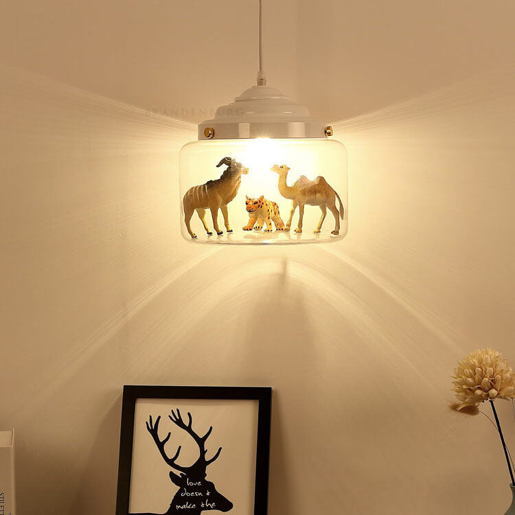 Cartoon Animal Glass 1-Light Little Zoo Pendant Lights Cuvalon