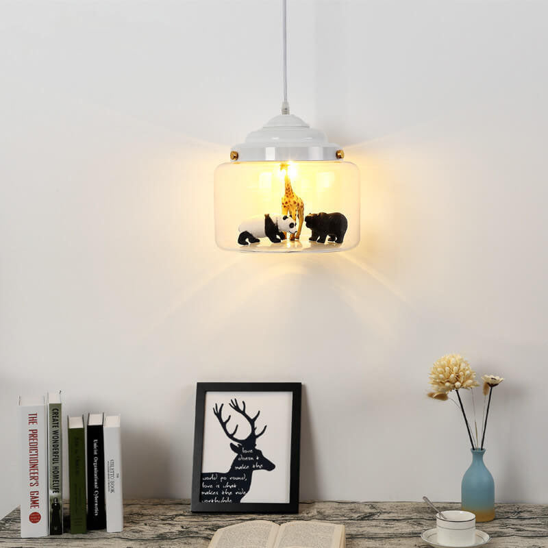 Cartoon Animal Glass 1-Light Little Zoo Pendant Lights Cuvalon