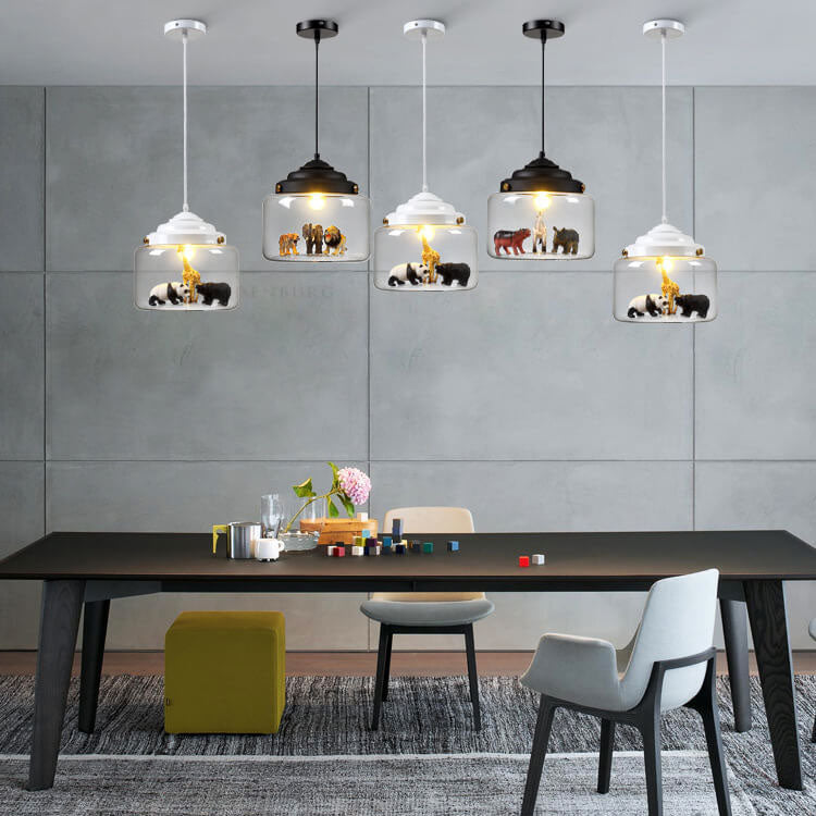 Cartoon Animal Glass 1-Light Little Zoo Pendant Lights Cuvalon