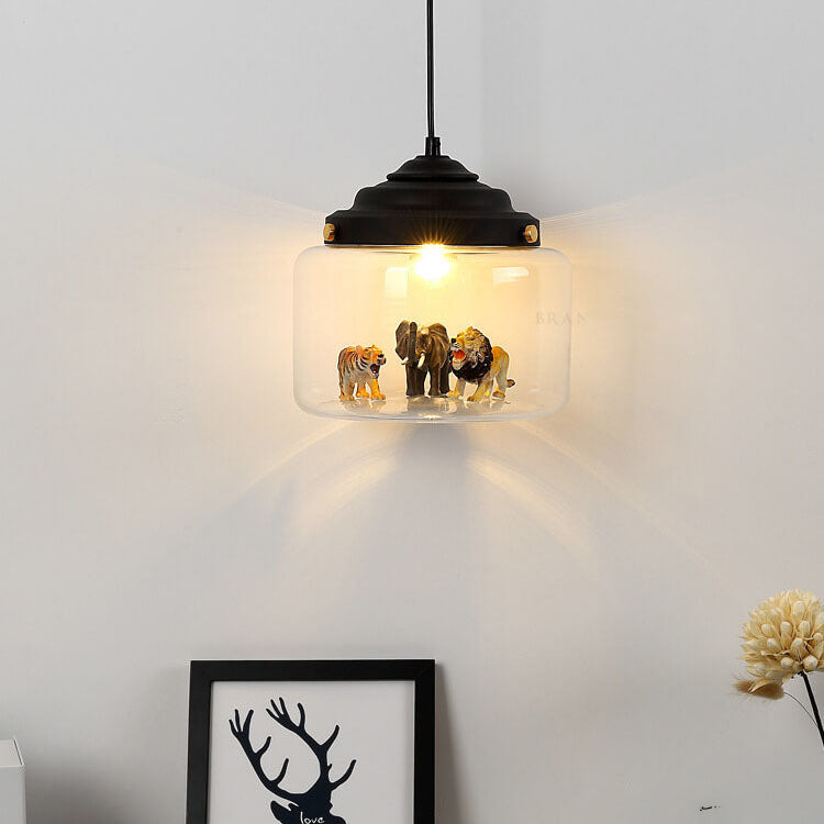 Cartoon Animal Glass 1-Light Little Zoo Pendant Lights Cuvalon