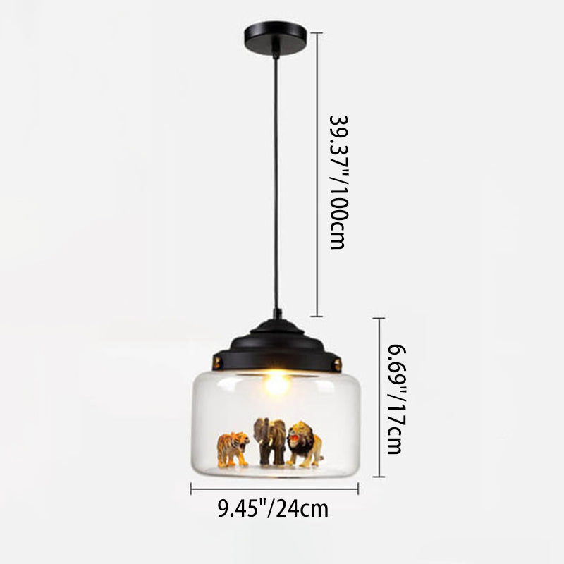 Cartoon Animal Glass 1-Light Little Zoo Pendant Lights Cuvalon