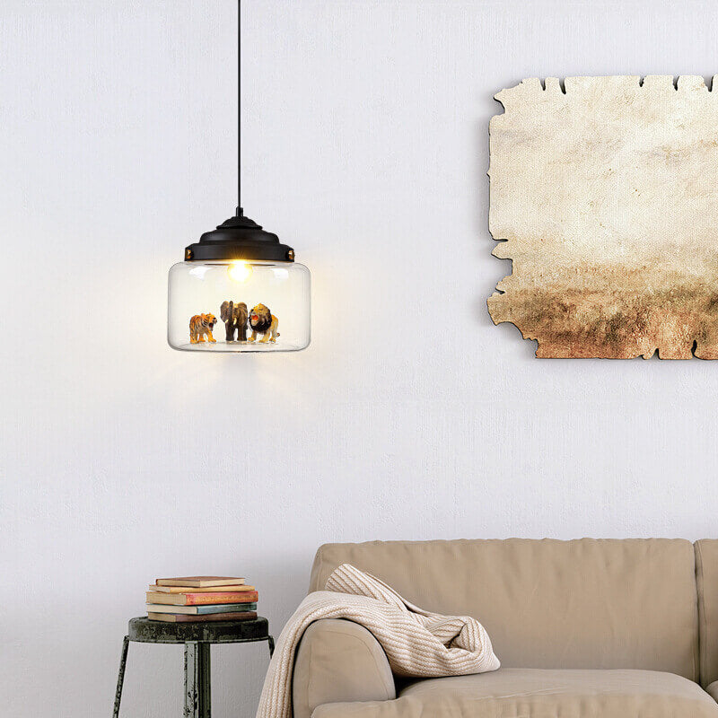 Cartoon Animal Glass 1-Light Little Zoo Pendant Lights Cuvalon