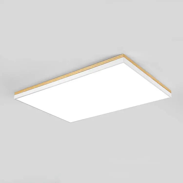 Modern Minimalist Solid Wood Acrylic Square Rectangle LED Flush Mount Ceiling Light for Living Room Cuvalon