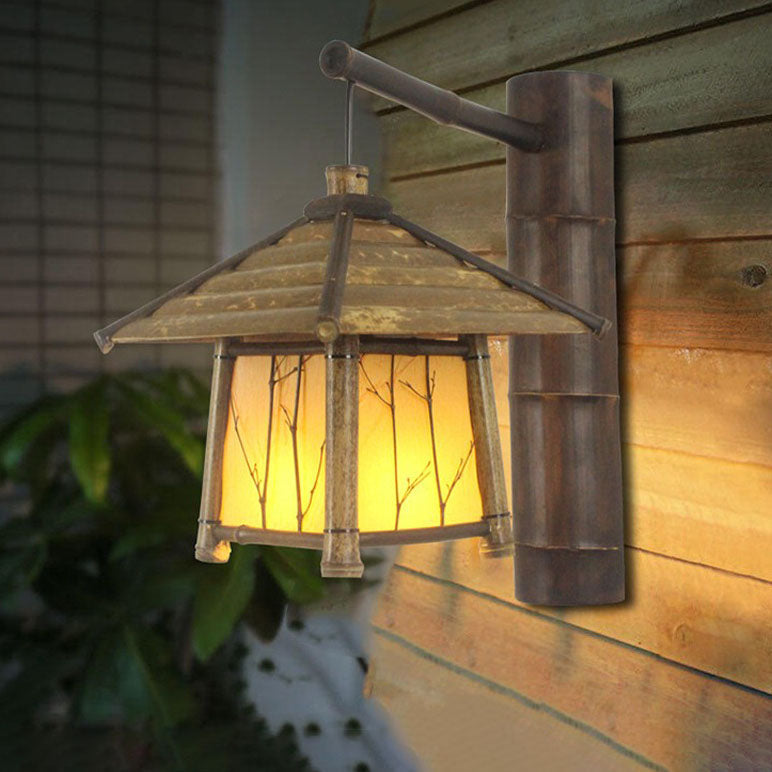 Traditional Rustic Cottage Bamboo 1-Light Wall Sconce Lamp For Outdoor Patio Cuvalon