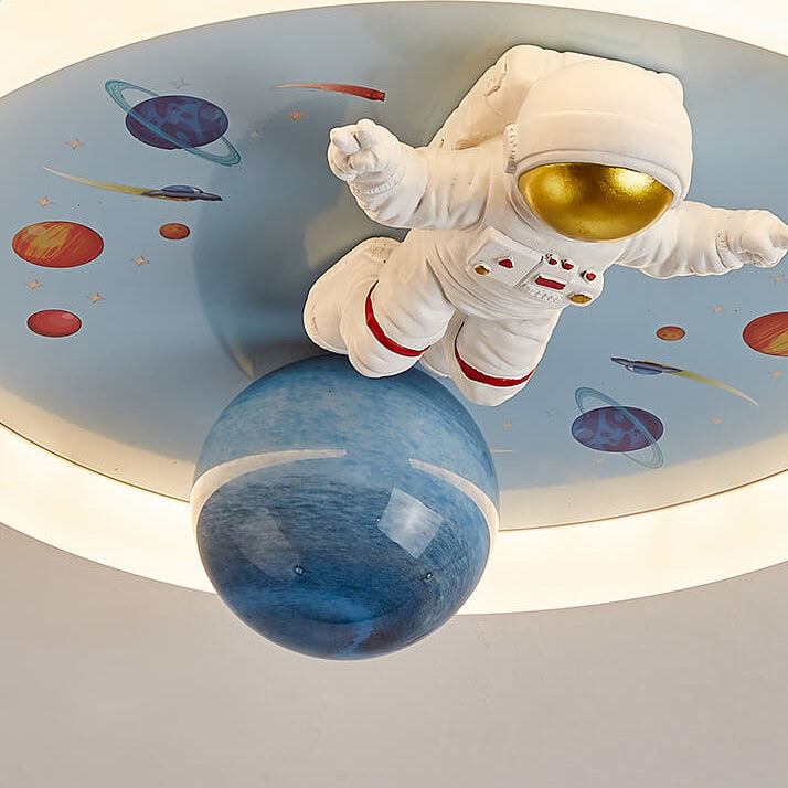 Cartoon Creative Space Astronaut Resin LED Flush Mount Ceiling Light Cuvalon
