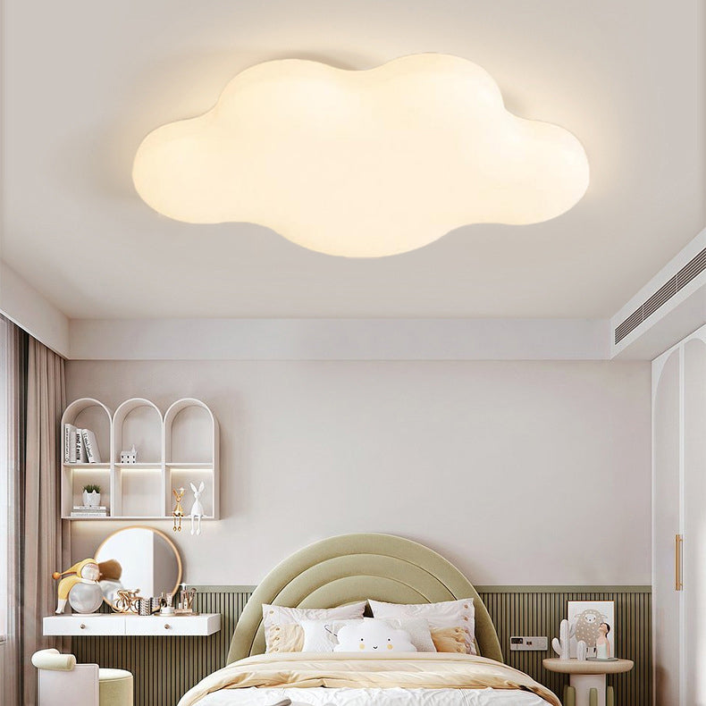 Modern White Cloudy Iron Acrylic LED Flush Mount Ceiling Light Cuvalon