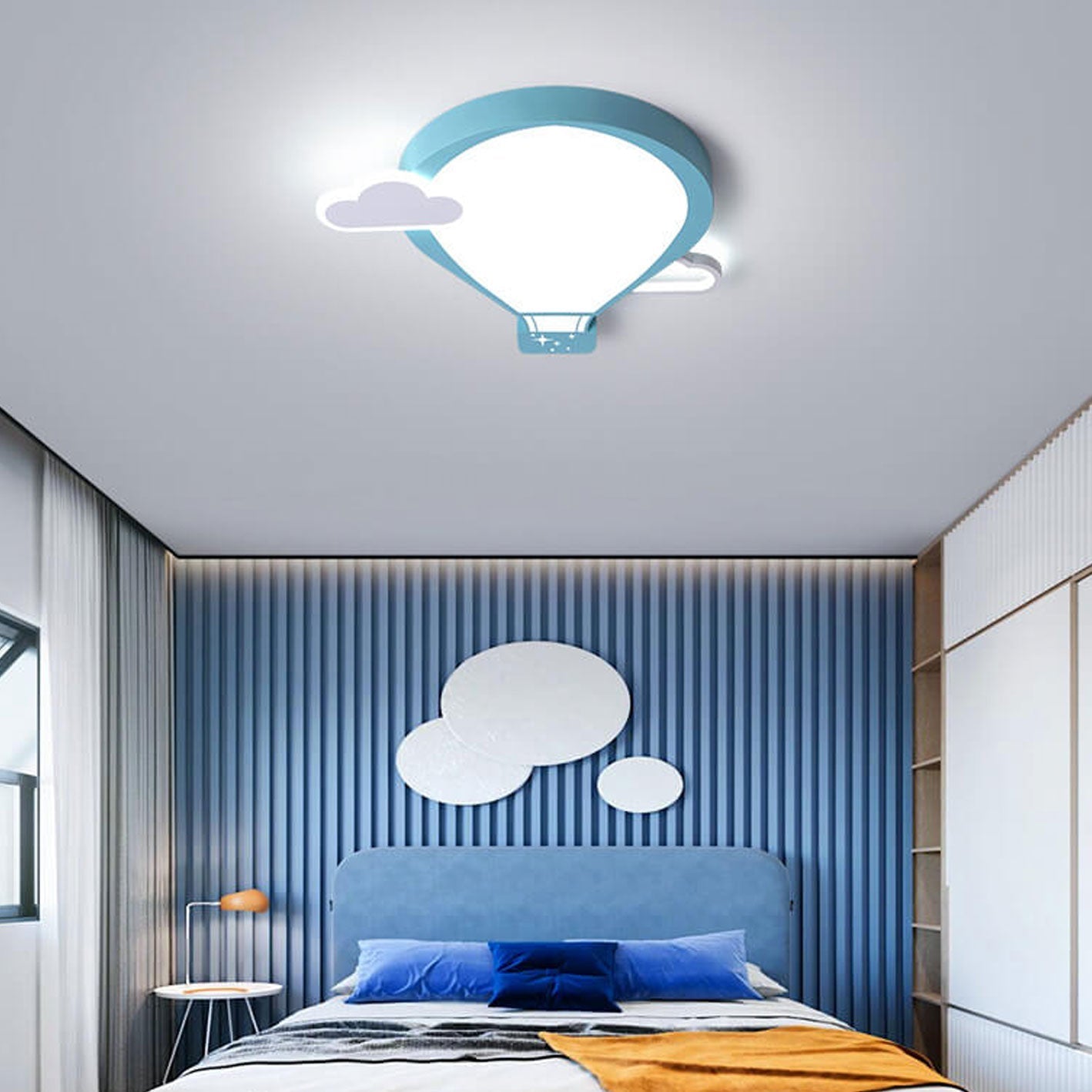 Cartoon Hot Air Balloon Kid LED Flush Mount Ceiling Light Cuvalon