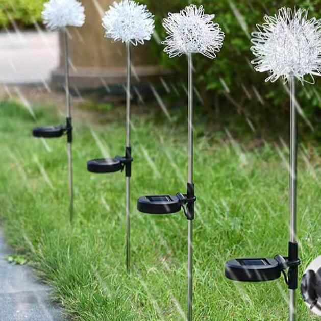 Solar Dandelion Aluminum Wire Globe Light LED Outdoor Waterproof Luminous Garden Insert Ground Landscape Light Cuvalon
