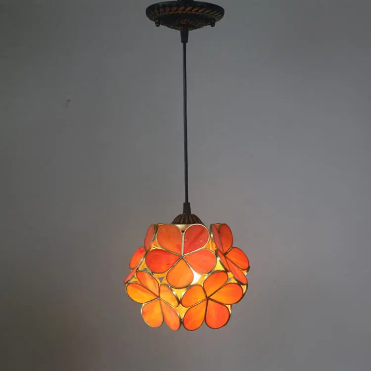 Vintage Stained Glass Petal 1-Light Pendant Light Cuvalon