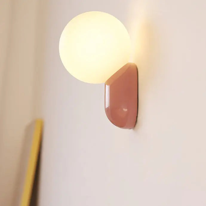 Macaron Cream Style Resin Glass Ball 1-Light Wall Sconce Lamp Cuvalon