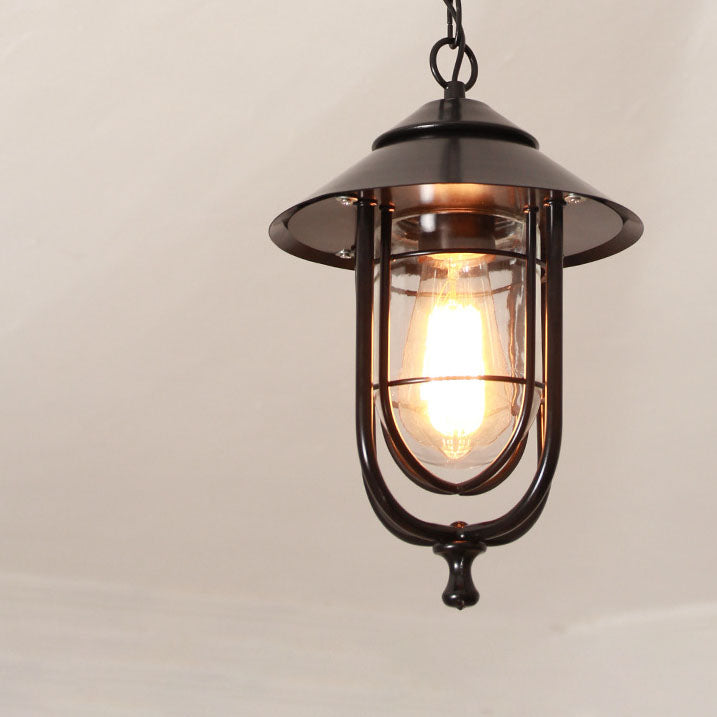 Industrial Vintage Aluminum Cage Glass 1-Light Outdoor Waterproof Pendant Light Cuvalon