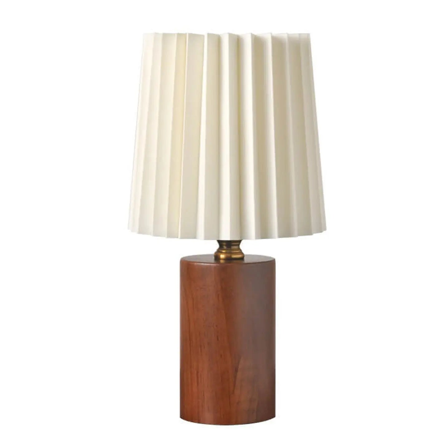 Vintage Korean Pleated Column Solid Wood Base 1-Light Table Lamp Cuvalon