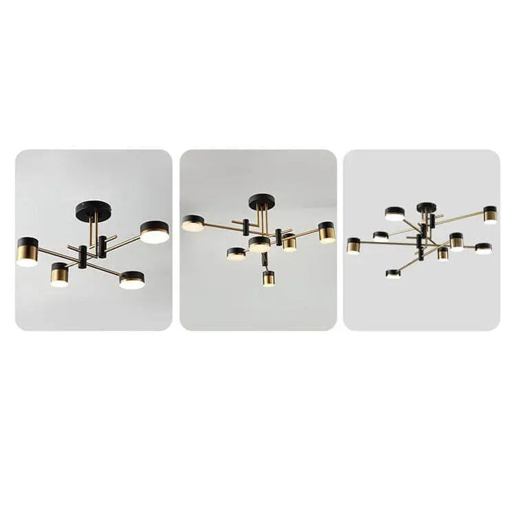 Modern Minimalist Black Gold Balanced 4-8 Light Semi-Flush Mount Light Cuvalon