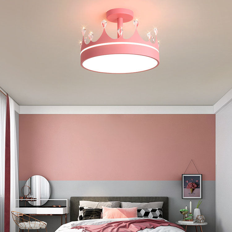 Cartoon Creative Crown LED Kids Semi-Flush Mount Ceiling Light Cuvalon