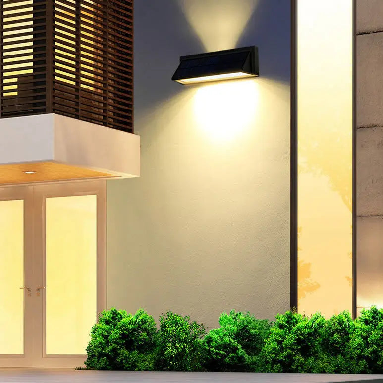 Outdoor Solar Waterproof Rectangular Slant LED Patio Wall Sconce Lamp Cuvalon