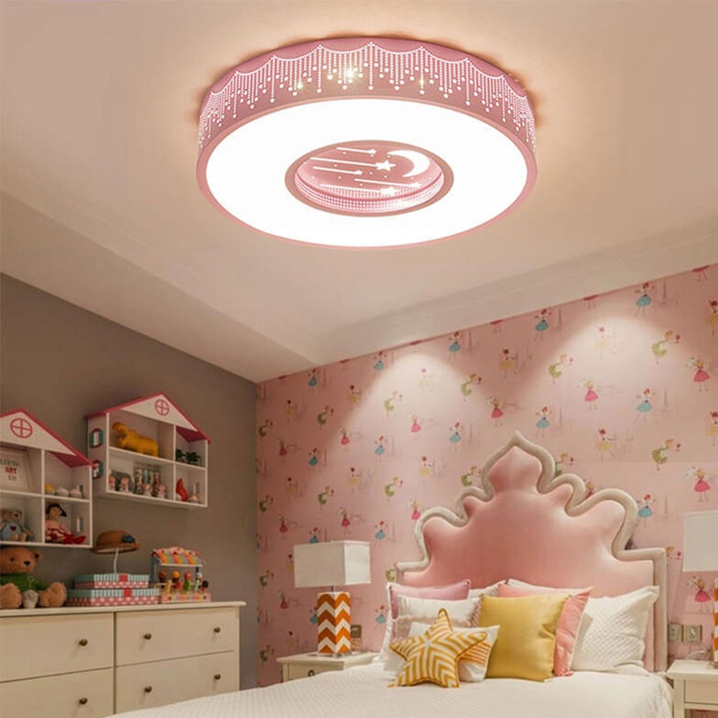 Modern Minimalist Starry Sky Round Children's LED Flush Mount Ceiling Light Cuvalon