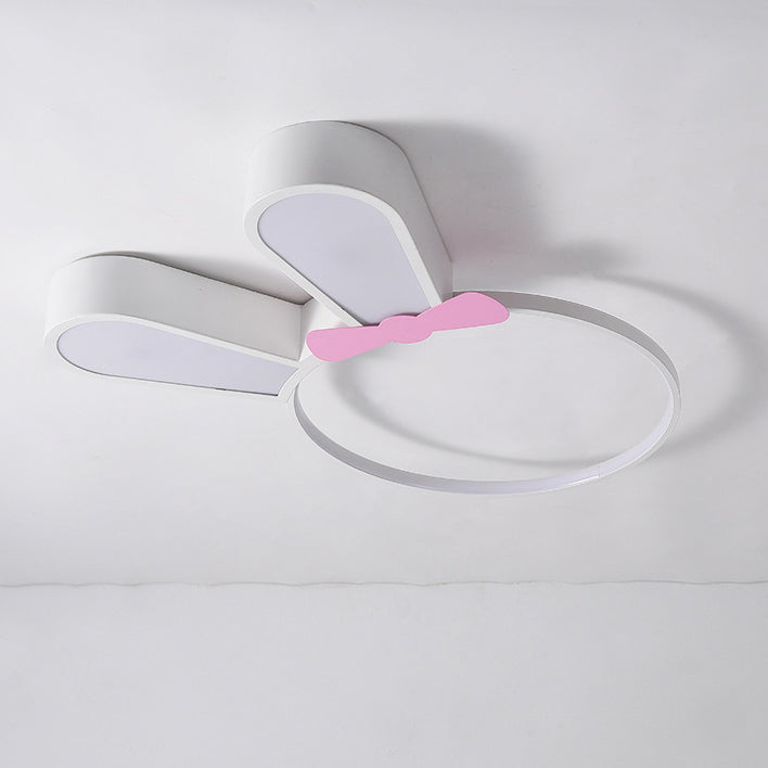 Contemporary Creative Kids Rabbit Iron Acrylic LED Flush Mount Ceiling Light For Bedroom Cuvalon