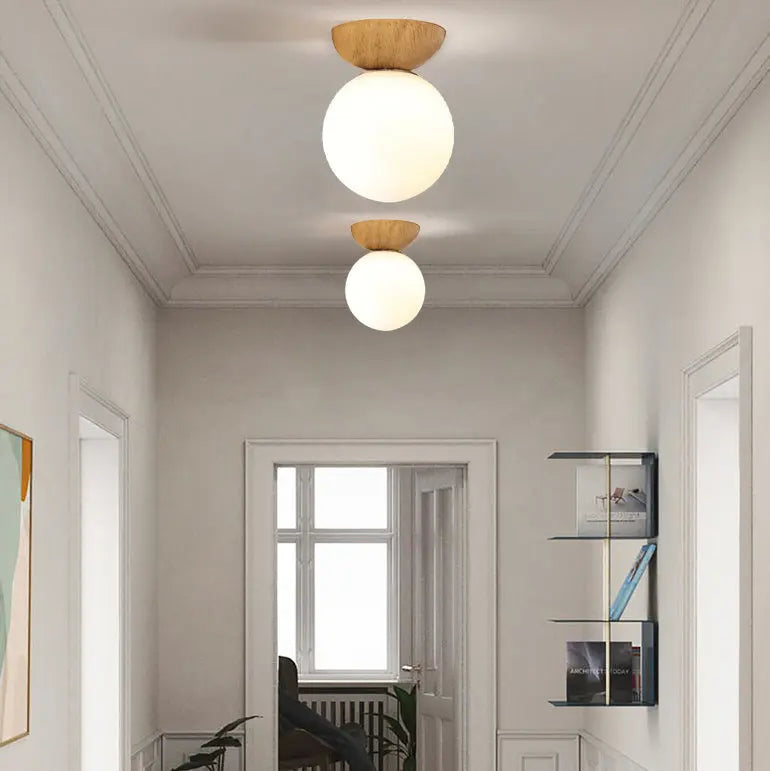 Modern Minimalist Glass Iron Orb 1-Light Semi-Flush Mount Light/Pendant Light for Living Room Cuvalon