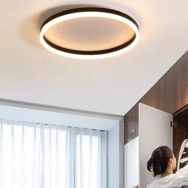 Nordic Minimalist Circle Ring Iron Acrylic LED Flush Mount Ceiling Light Cuvalon