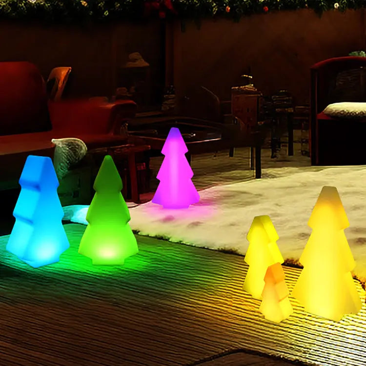 Modern Art Deco Waterproof Solar Rechargeable PE Christmas Tree LED RGB Landscape Lighting Outdoor Light For Garden Cuvalon