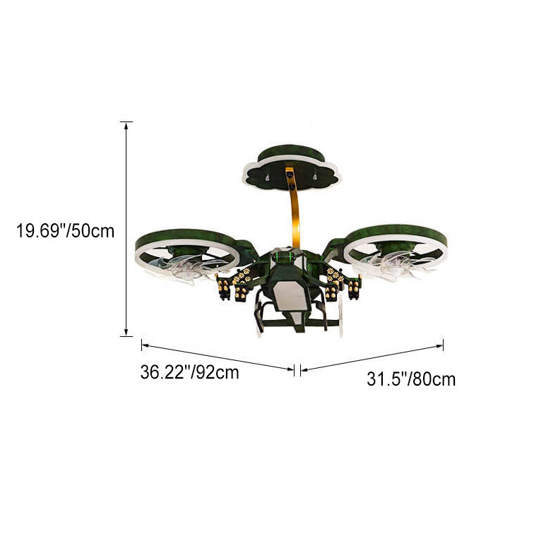 Modern Children's Helicopter Hardware Acrylic LED Semi-Flush Mount Ceiling Fan Light Cuvalon
