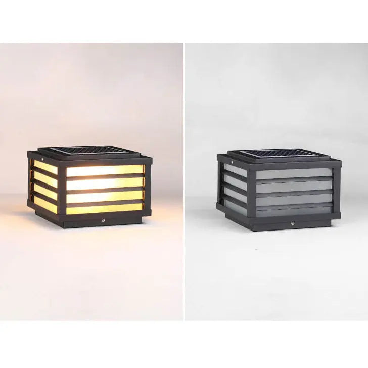 Modern Minimalist Waterproof Solar Square Aluminum PC LED Post Landscape Lighting for Garden Cuvalon