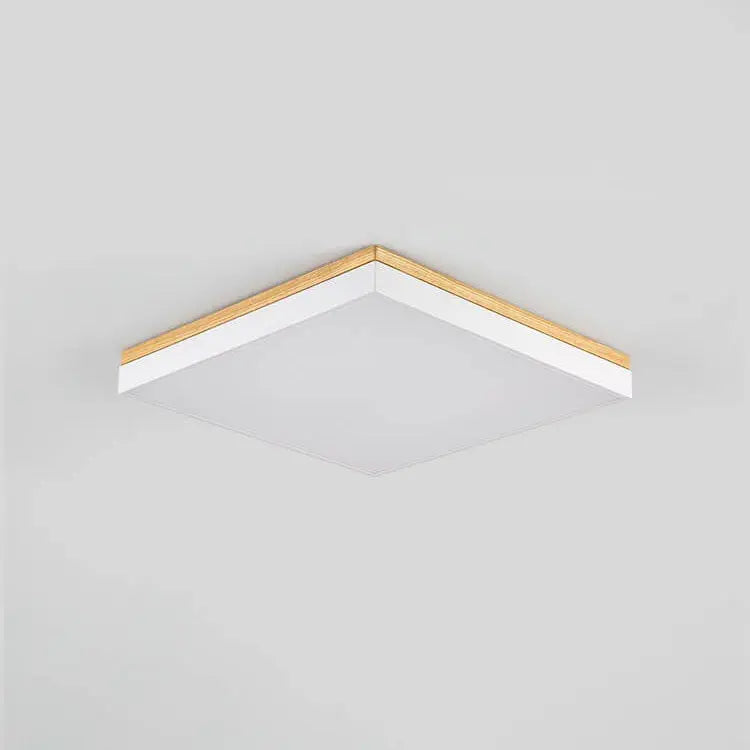 Modern Minimalist Solid Wood Acrylic Square Rectangle LED Flush Mount Ceiling Light for Living Room Cuvalon