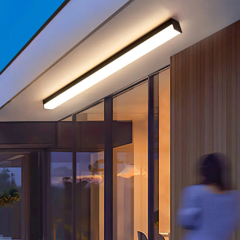 Modern Minimalist Long Rectangle Aluminum PC LED Flush Mount Ceiling Light For Outdoor Patio Cuvalon