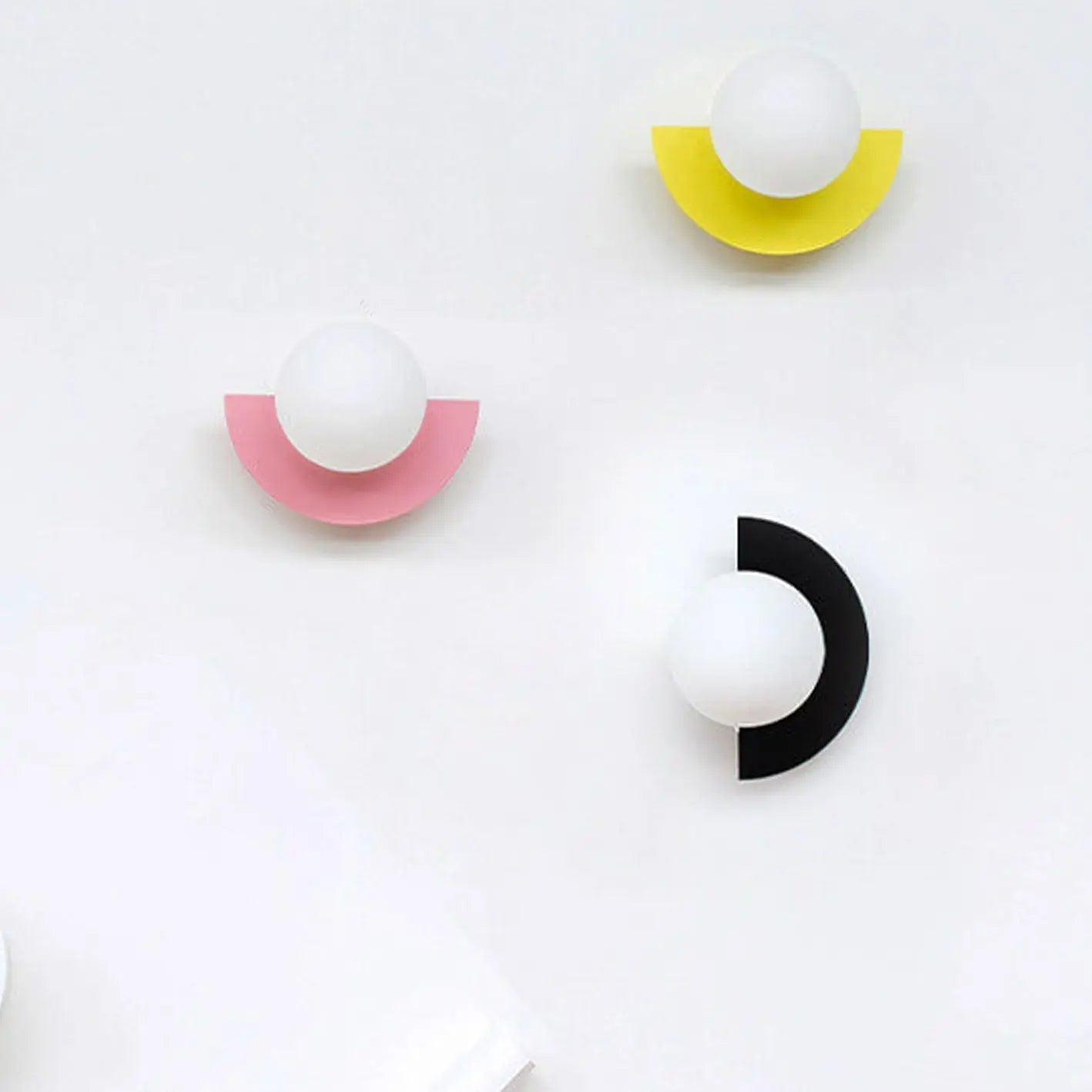 Modern Minimalist Glass Spherical Colorful Semicircle Design 1-Light Wall Sconce Lamp Cuvalon