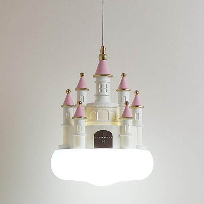 Contemporary Nordic Kids Resin PVC PE Castle 1-Light Pendant Light For Bedroom Cuvalon