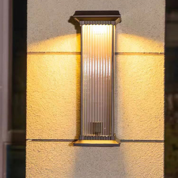 Modern Minimalist Waterproof Rectangle Aluminum Glass 1/2 Light Outdoor Wall Sconce Lamp For Garden Cuvalon