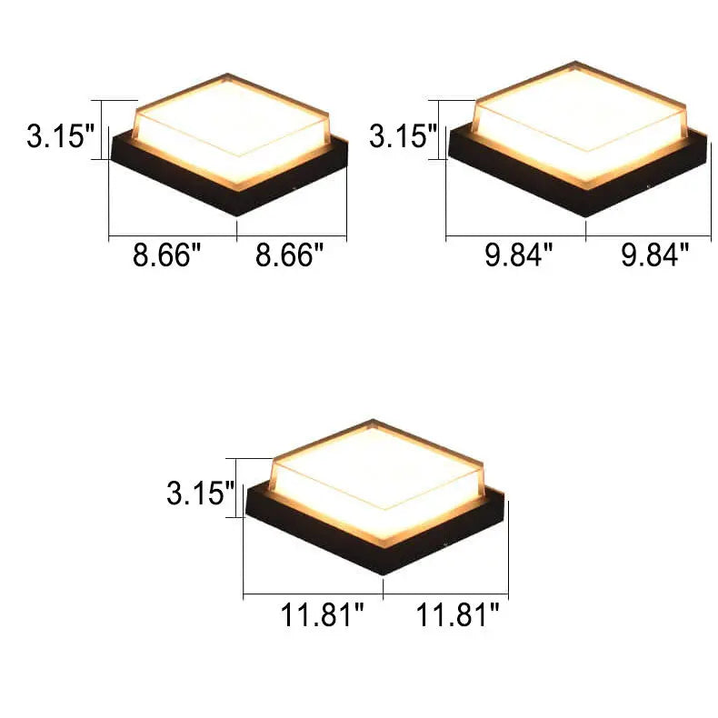 Modern Outdoor Square Aluminum Acrylic Induction LED Flush Mount Ceiling Light Cuvalon