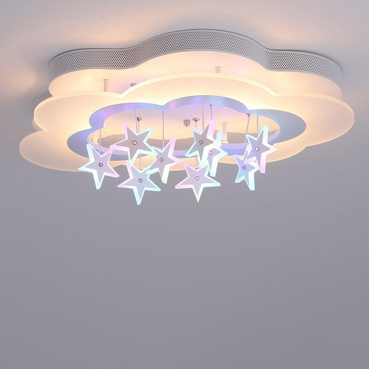 Contemporary Nordic Star Decor Cloud Acrylic Shade LED Kids Flush Mount Ceiling Light For Bedroom Cuvalon
