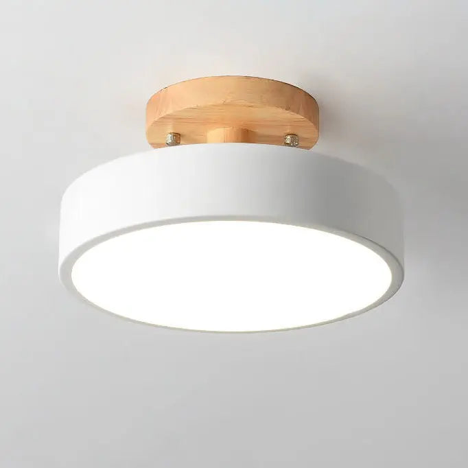 Nordic Log Round LED Semi-Flush Mount Ceiling Light Cuvalon