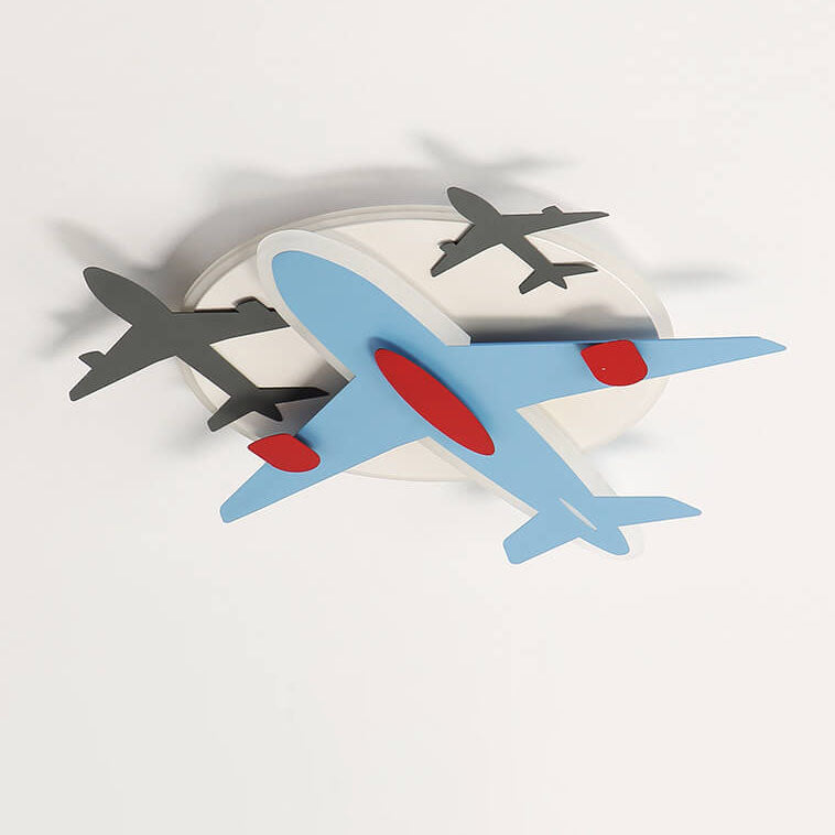 Modern Creative Aircraft Shape LED Cartoon Kids Flush Mount Ceiling Light Cuvalon