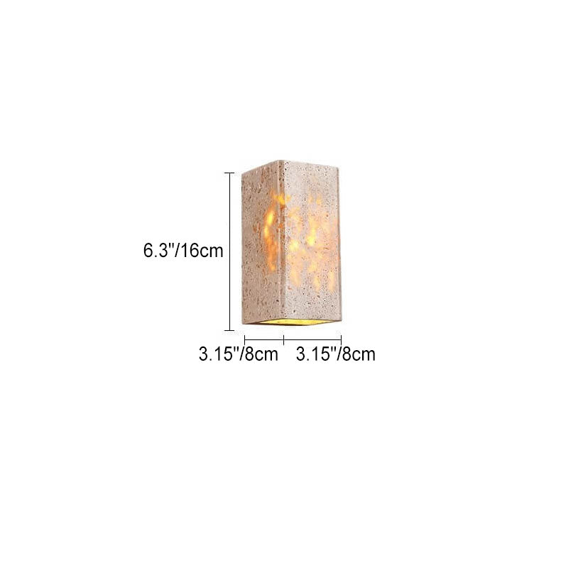 Modern Minimalist Square Rectangle Yellow Travertine LED Wall Sconce Lamp For Outdoor Patio Cuvalon