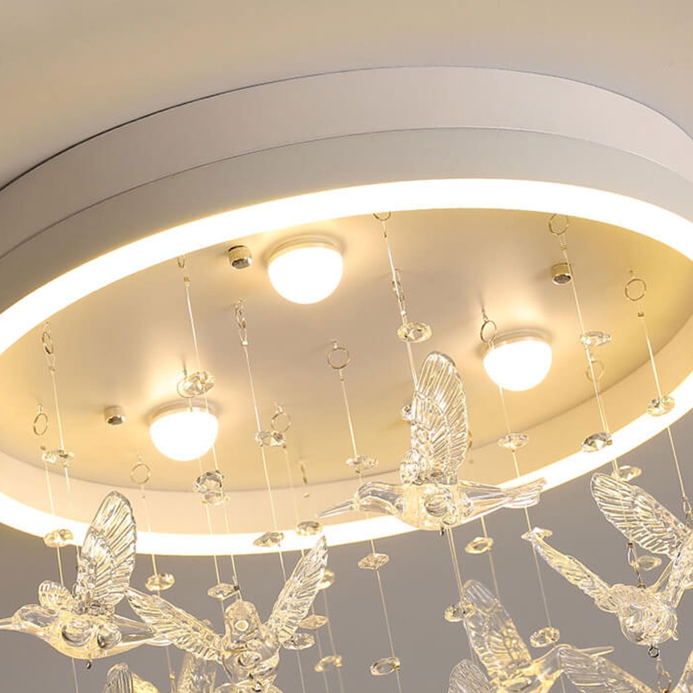 Modern Creative Cartoon Round Bird / Skirt Hanging LED Flush Mount Ceiling Light Cuvalon