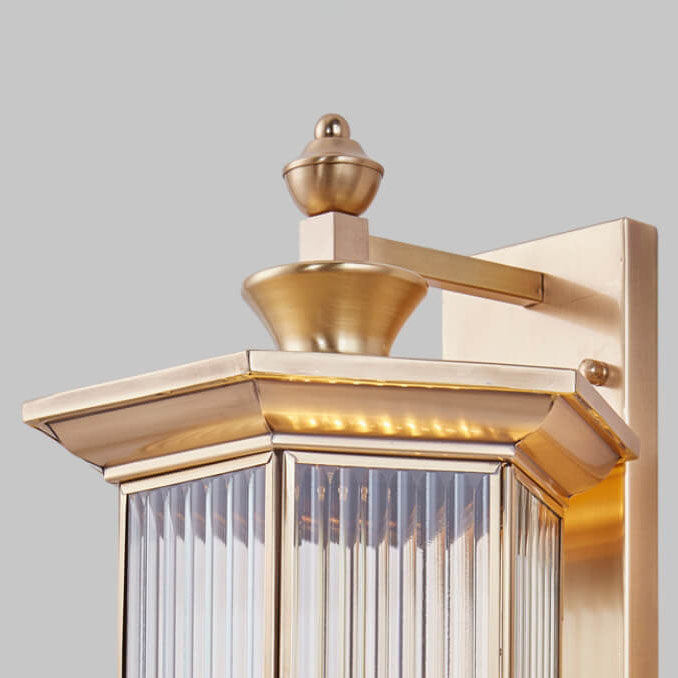 Contemporary Industrial Brass Finish Frame Glass Shade 1/3-Light Wall Sconce Lamp For Outdoor Patio Cuvalon