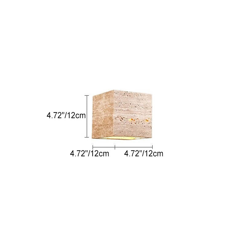 Modern Minimalist Square Rectangle Yellow Travertine LED Wall Sconce Lamp For Outdoor Patio Cuvalon
