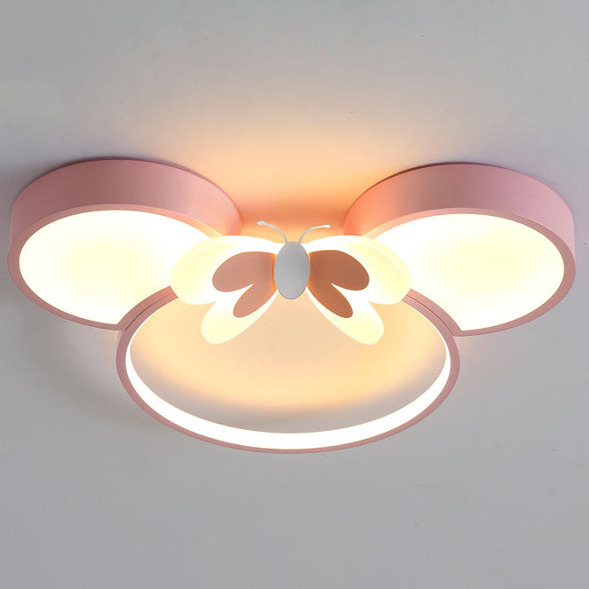 Modern Creative Minimalist Wrought Iron Cartoon Mouse LED Flush Mount Ceiling Light Cuvalon