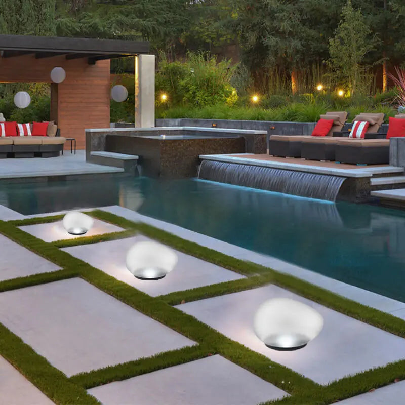 Solar Pebble ABS Sandblasted Glass LED Outdoor Landscape Light Cuvalon