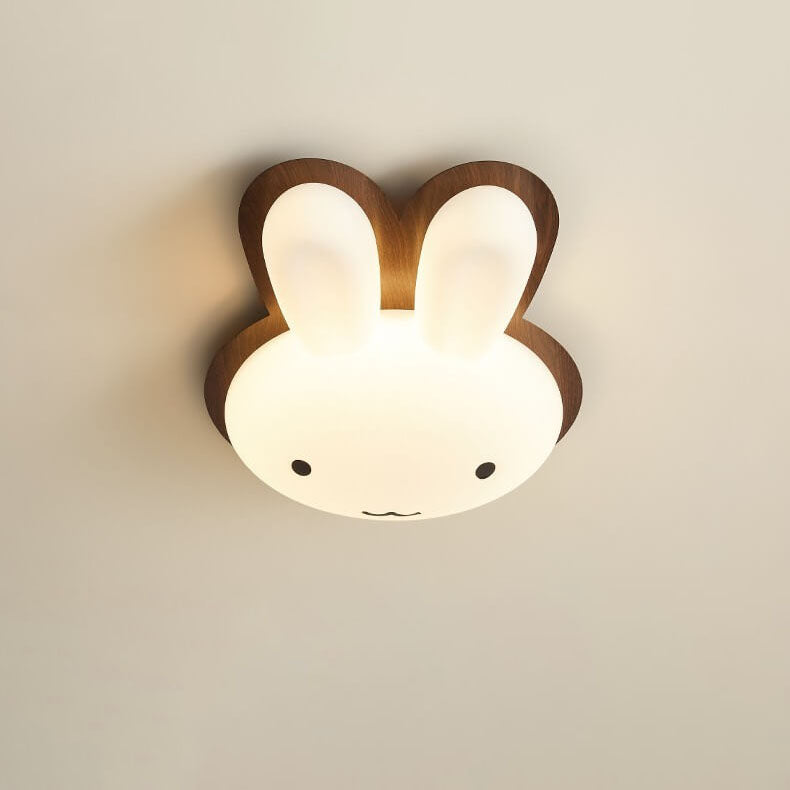 Modern Funny Bunny Kids Iron Acrylic LED Flush Mount Light Cuvalon