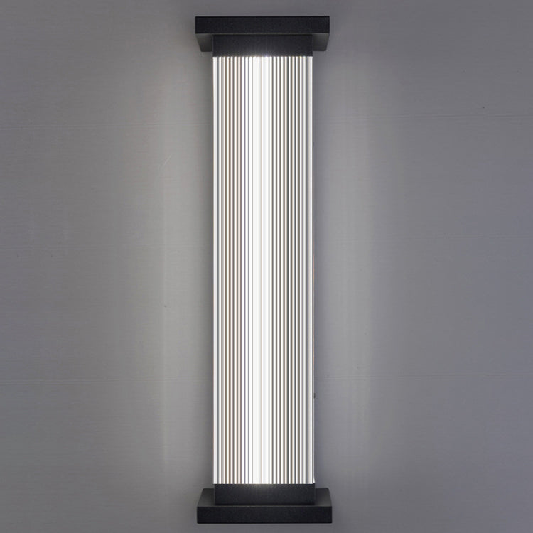 Modern Minimalist Waterproof Striped Rectangle Stainless Steel Acrylic Wall Sconce Lamp For Outdoor Patio Cuvalon