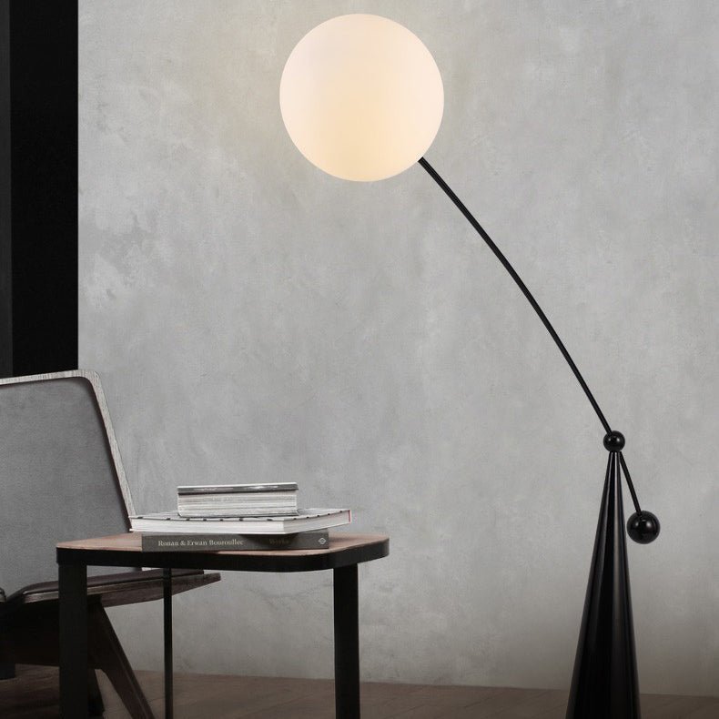 Contemporary Creative Tapered Base Fishing Rod Orb Iron Glass 1-Light Standing Floor Lamp For Living Room Cuvalon