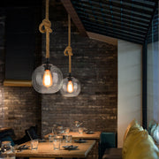 Retro Rope Hanging 1-Light Glass Globe Pendant Light Cuvalon